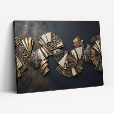 Metallic Fan Canvas Wall Art Oil Painting Print Set Of 1