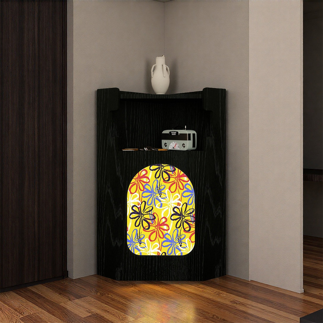 East Urban Home Rustic Pine Wood Decorative Cabinet Solid Wood Photo Inspiration