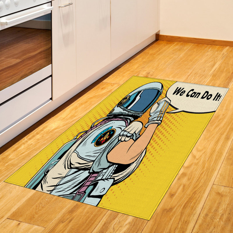 Astronaut High Density Long Fiber Poly Threads Decorative Area Rug Carpet, Rectangle 2'7" x 5'