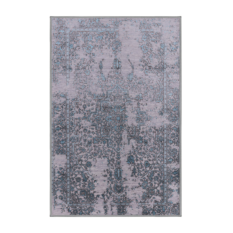 Tapis oriental bleu / gris Shawnee, Tapis de couloir 2 pi x 5 pi