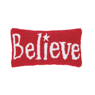 Believe Hooked Petite Christmas Holiday Pillow