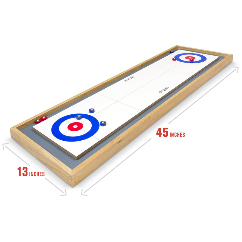 Solid Wood Double-Sided Shuffleboard and Curling Tabletop Game
