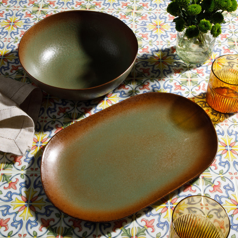 Bloomhouse Palermo Sun Serving Dish, Cardamom Green