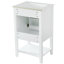 Meuble-lavabo de 20 po avec lavabo en céramique blanche, porte à fermeture douce, poignée de bar et grand espace de rangement - armoire simple en bois massif de 20 po, support, tablette ouverte autoportante, finition peinte-590872688