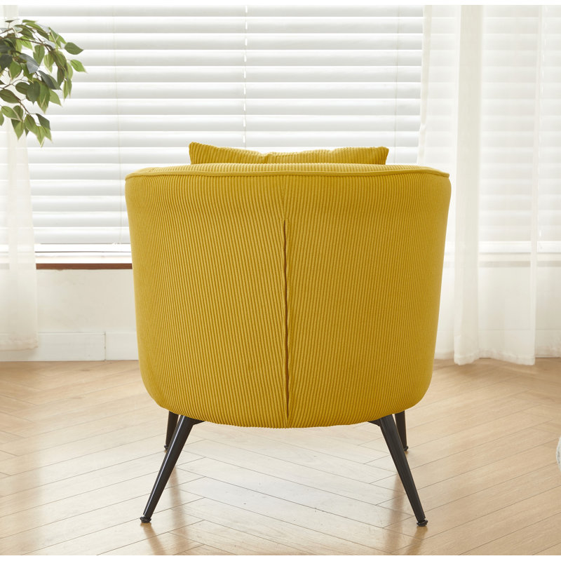 Fauteuil moderne en velours côtelé, Velours côtelé jaune