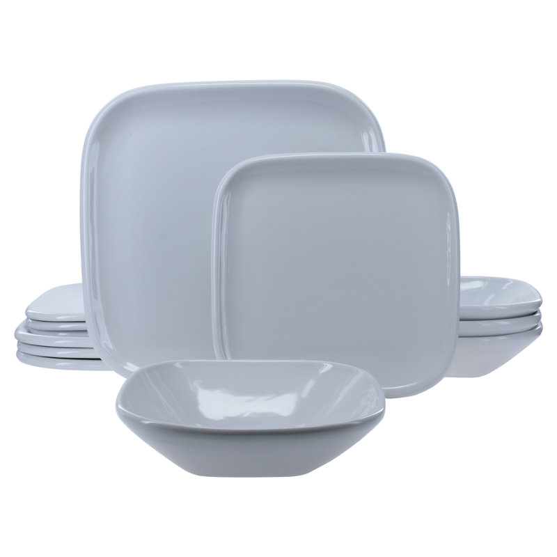 12-Piece, Impulse Square Dinnerware Set, White