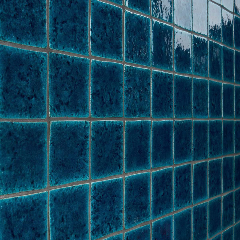 Breeze Ocean Blue 5" Square Crackled Glossy Porcelain Tile