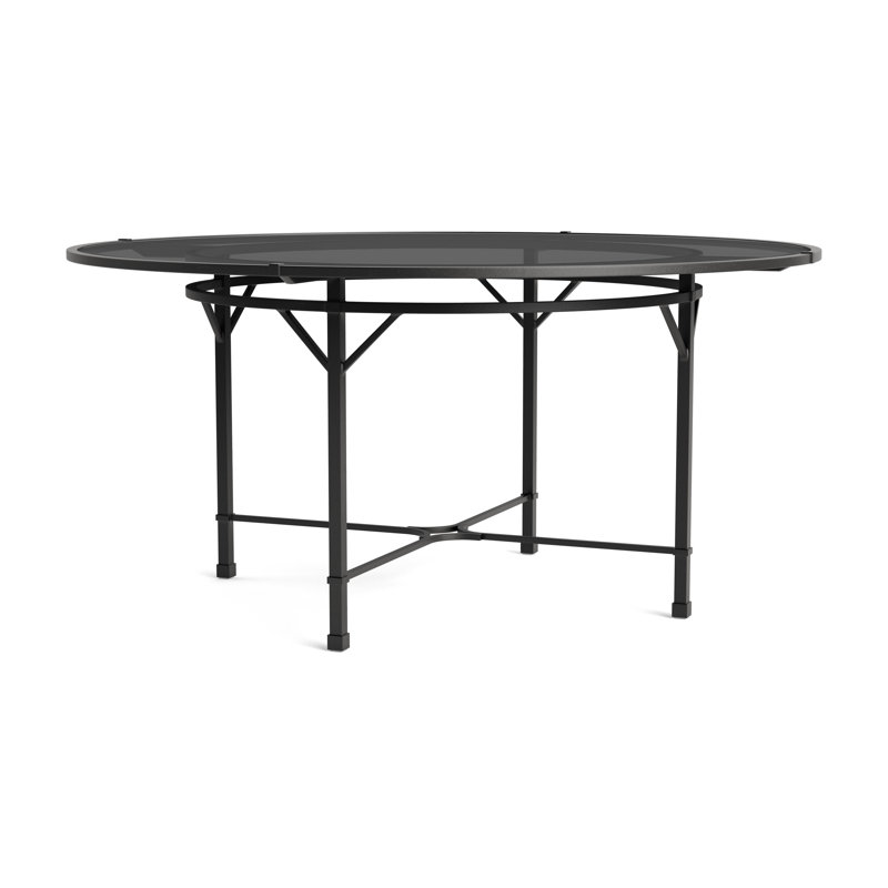 Venetian Outdoor Round Dining Table, Textured Pewter