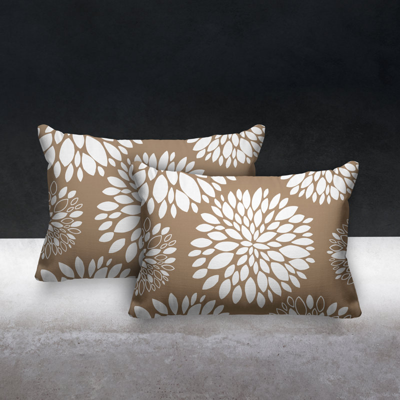 Coussin lombaire intérieur / extérieur à motif floral Fiesta, Beige