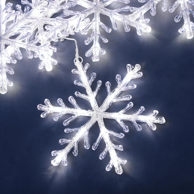 LED-Lichtervorhang 60-flammig Schneeflocken