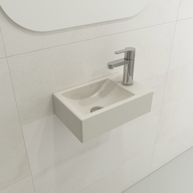 Lavabo de salle de bain rectangulaire double en argile réfractaire BOCCHI Milano, Biscuit