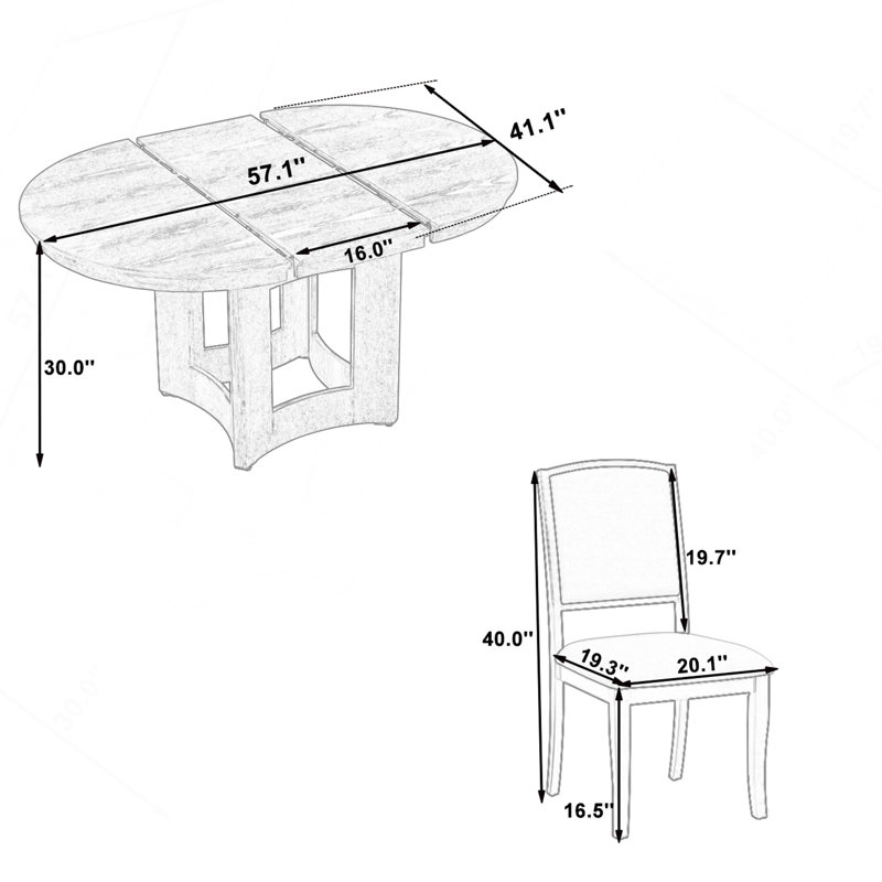Ensemble de table de salle à manger à rallonge Farmhouse, Naturel