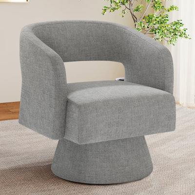 Swivel Barrel Accent Chair, Teddy & Chenille Upholstered Chair with 360°Full-Bead Rotating Base, Modern Accent Furniture for Living Room, Bedroom & Vanity