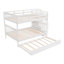 Lit superposé double à escalier avec lit gigogne simple, rangement et barrière de sécurité pour chambre à coucher, dortoir-385904764