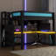 Lit mezzanine avec bureau et garde-robe, structure de lit mezzanine avec DEL pour jeux vidéo, port USB intégré-1685095507