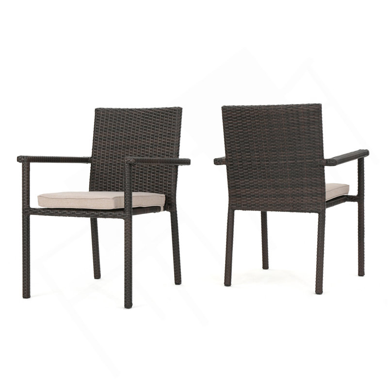 Chaise de salle à manger San Pico - Brun multi, 1 pièce avec coussin