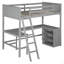 Lit mezzanine simple avec tablettes et bureau, lit mezzanine en bois avec bureau-87743900