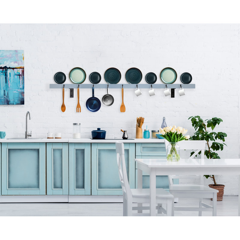 Rayne Plate Display Shelves With Hooks, Gray, 60/3/2