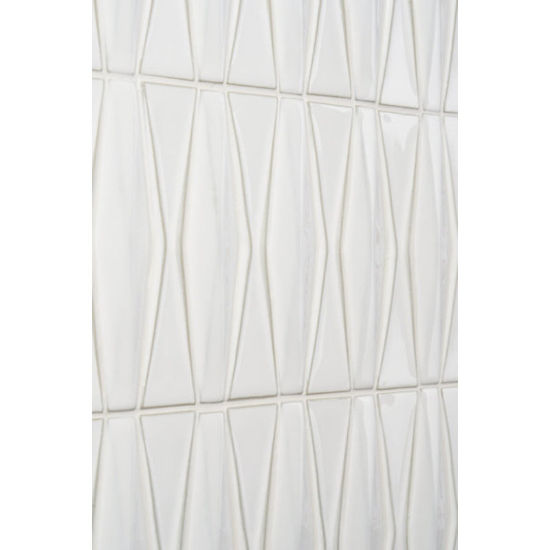 Nabi Harlequin 2x8 Glossy Glass Mosaic Tile, Natural White
