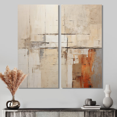 Abstrait collage beige et brun - Collages de grandes impressions sur toile