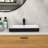 19"x12" White & Black Semi-Recessed Ceramic Bathroom Sink - Countertop Vessel Design