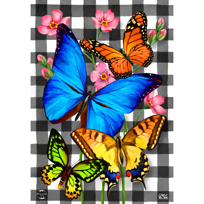 Checkered Butterflies House Flag