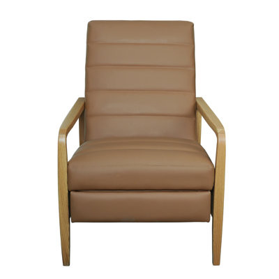 Modern Push-back Recliner Chair, Solid Wood, Cattlehide Armchair by AllModern