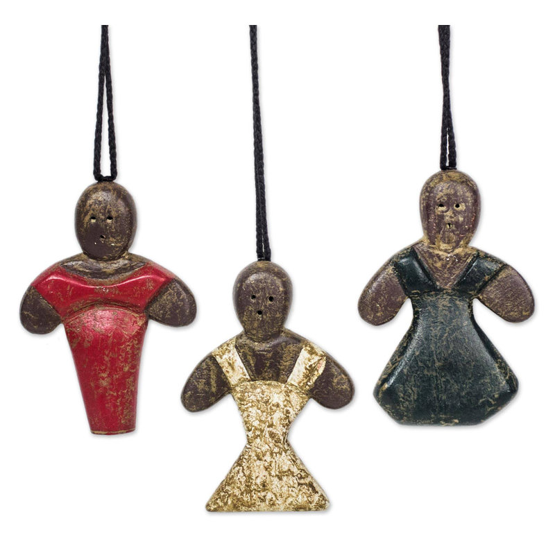 Ensemble d’ornement figurine suspendu en bois mbabaawa robes 3 pièces