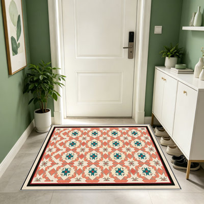 Tapis terre cuite bleu sarcelle étoile pour le salon, doux et confortable, adapté à toutes les saisons, facile à entretenir, tapis de sol intérieur lavable à la machine, sous la table de ferme convenant à la chambre à coucher, à la salle à manger, au bureau, au patio, au balcon, à la maison