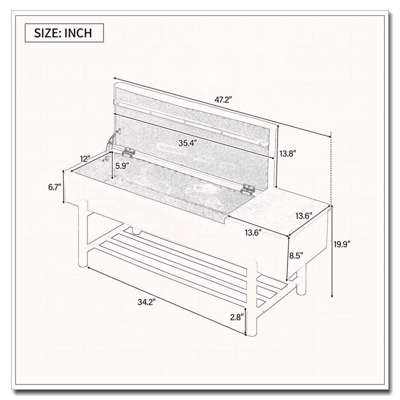 Banc de rangement rembourré avec compartiment caché, banc d'entrée moderne pour le salon, le vestibule et les couloirs