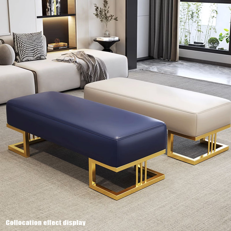 Banc rembourré gris, Bleu très foncé