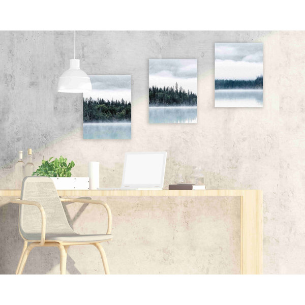 Millwood Pines Balor Fog Pine Forest On Canvas 3 Pieces Print | Wayfair