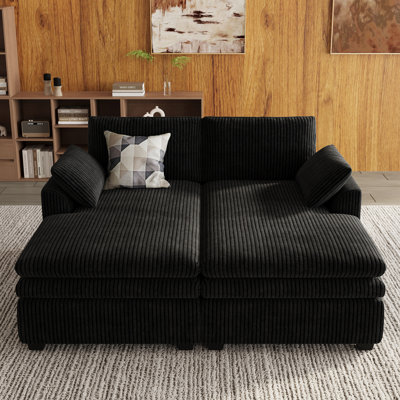 Manuel Corduroy 2-Seater Sofa Bed Apartment Modular Couch With Detachable Double Cushion