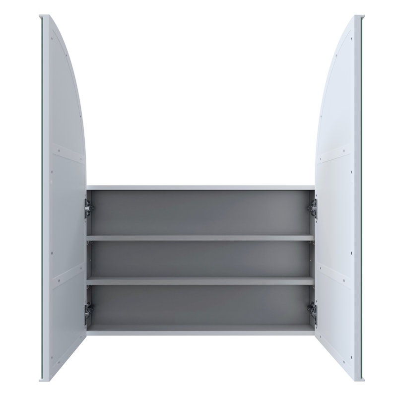 Two Door Steel Frame Arch Shape Medicine Cabinet, White