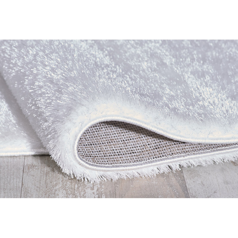Edalene Solid Colour Shag Area Rug, Rectangle 60cm x 110cm