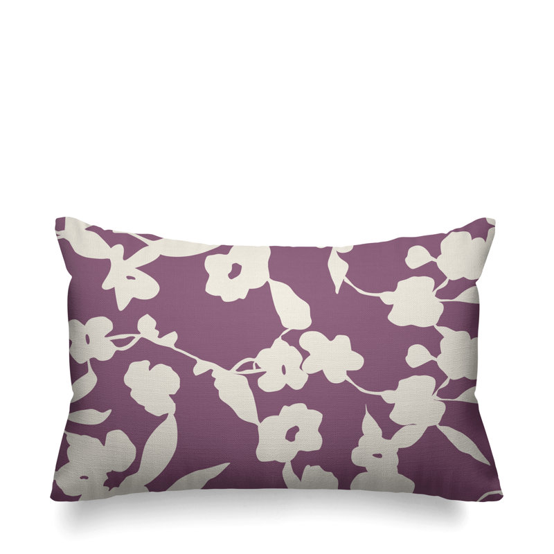 Coussin décoratif intérieur / extérieur à motif floral olive, Mauve