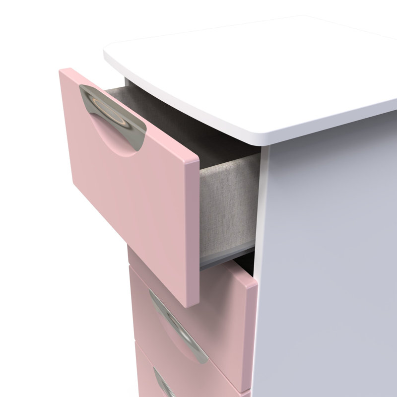 Bhodhini 40cm W Manufactured Wood Bedside Table, Kobe Pink/White
