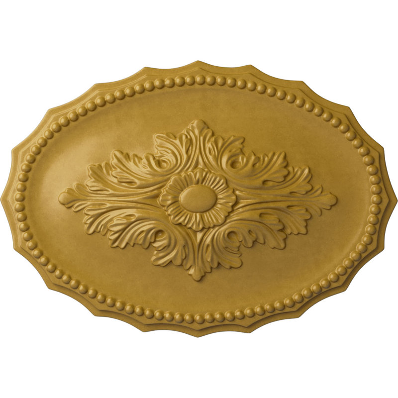 Médaillon de plafond Endurathane Oxford, l 16 7/8 po x H 11 3/4 po x P 1 1/2 po, fini or irisé peint à la main, Or iridescent