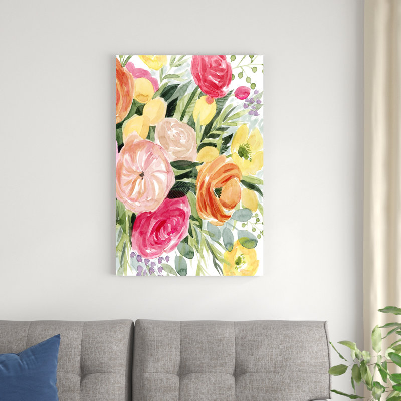 " Blossomy Gathering II " by Grace Popp Painting Print, 36" H x 24" W x 1.25" D