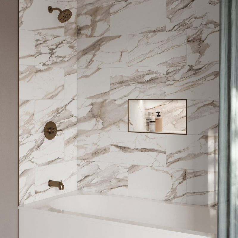 White Marble Look 12 in. x 24 in. Porcelain Floor and Wall Tile (15.50 sq. ft./Case)