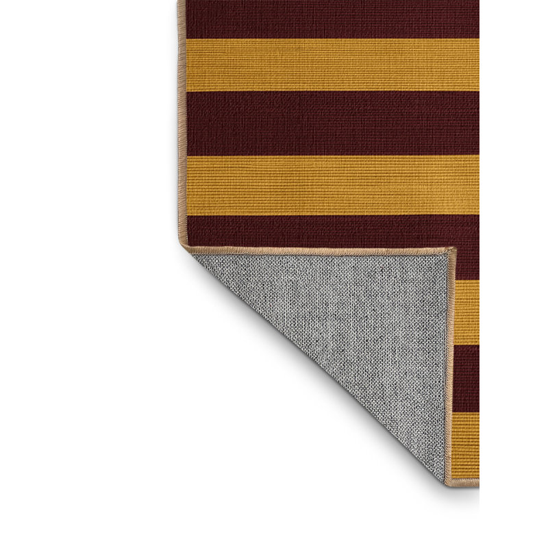 Machine Washable Horizontal Stripes Brown Area Rug, Square 8'