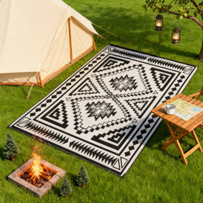 Tapis de camping, tapis de paille en plastique réversible pour pique-nique, tapis d'extérieur pour patio