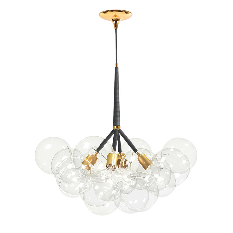 Lustre en grappe 4 lumières Modern, Or / noir