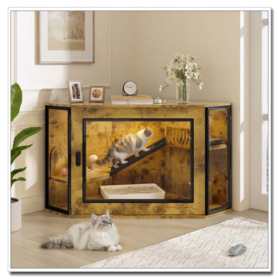 48" Corner Cat Litter Box Enclosure
