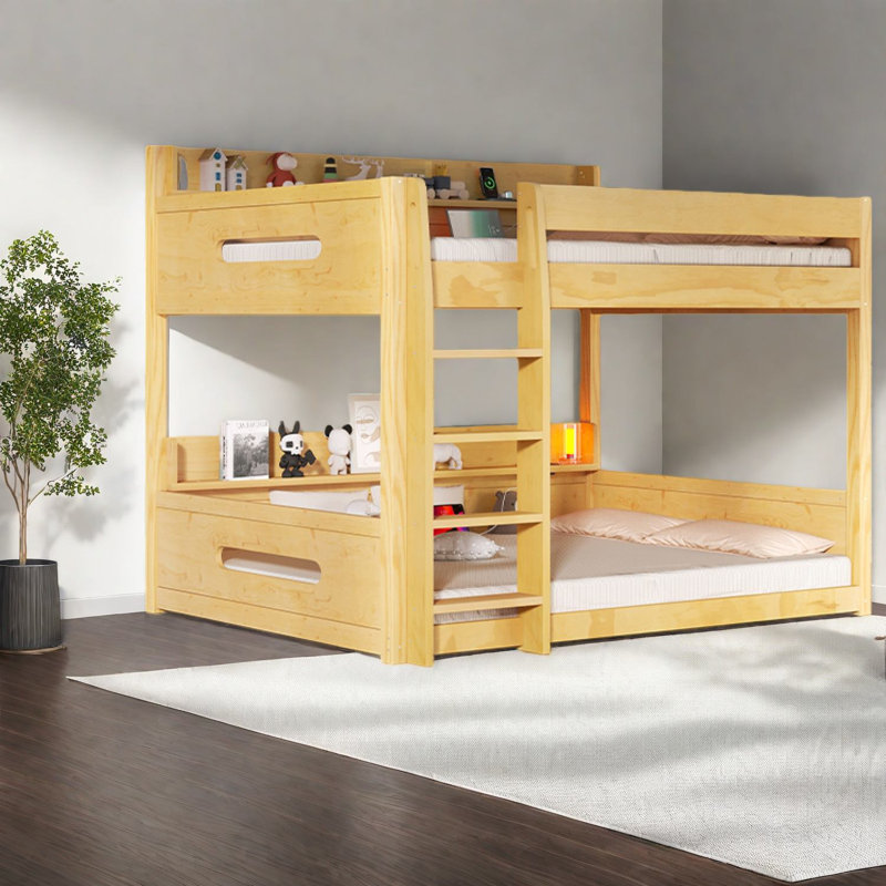 Grands lits superposés modernes, fabrication en bois avec rangement
