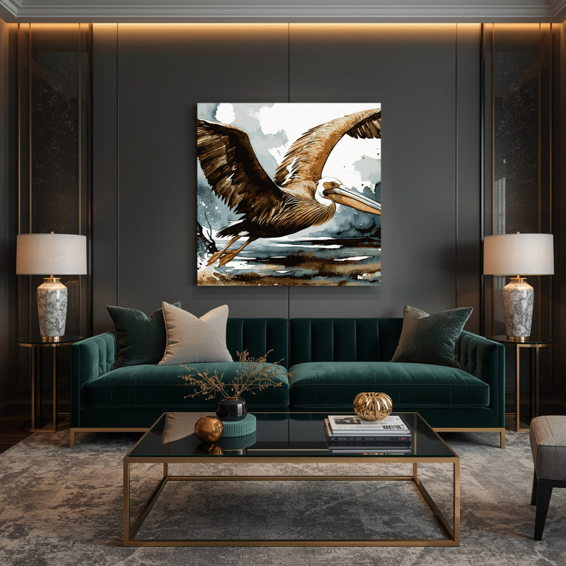 Oiseaux brun, art mural sur toile brun pélican, H 8 po x l 8 po
