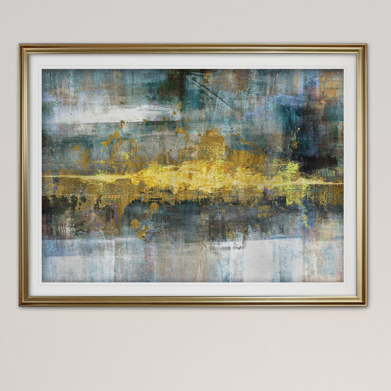 « Frequency », reproduction de peinture, Cadre doré, H 31 po x l 43 po x P 1,5 po