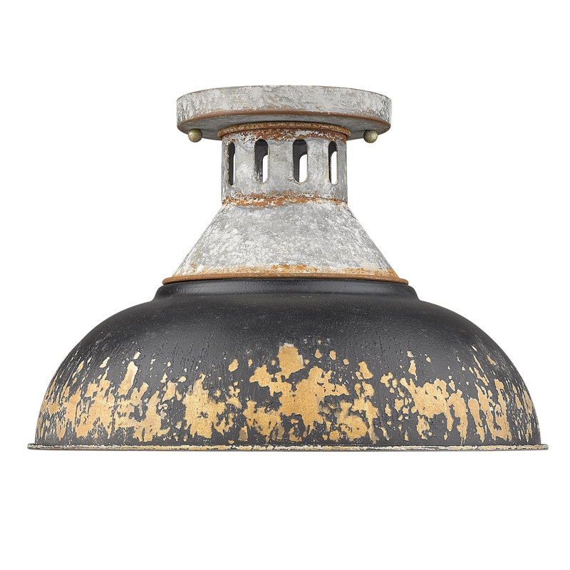 Plafonnier encastré 1 lumière 14 po Mercado, Fer noir antique
