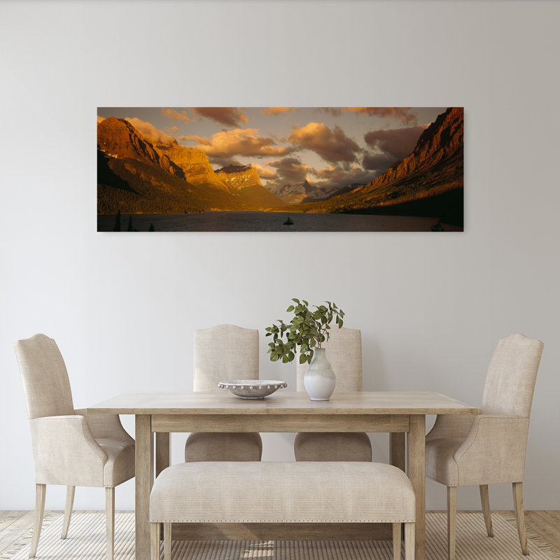Mountains Surrounding A Lake St. Mary Lake Glacier Bay National Park Montana USA by Neil Gilchrist - Wrapped Canvas Panoramic Print