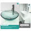 Lavabo vasque hypnotique artistique pour salle de bain avec bonde escamotable, verre trempé, garniture noire, 5,76 pouces de hauteur, cuve pratique en verre idéale pour la maison, 16,5 de large
